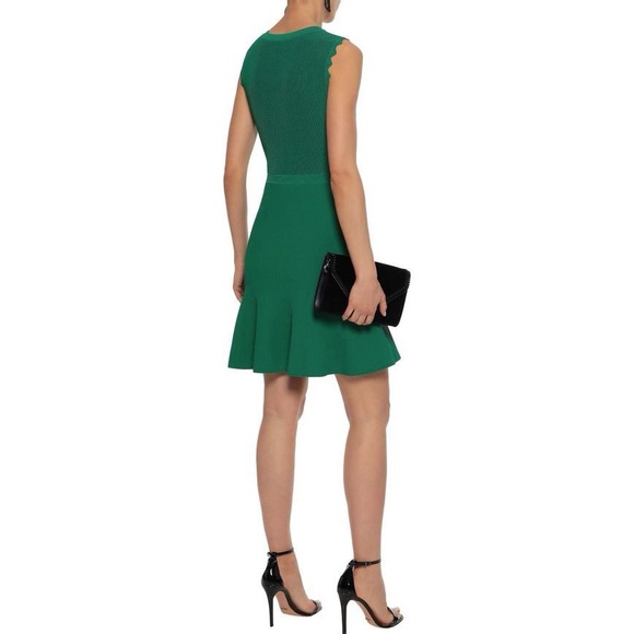 Diane Von Furstenberg Adi Green Ribbed Dress Small - Picture 2 of 10